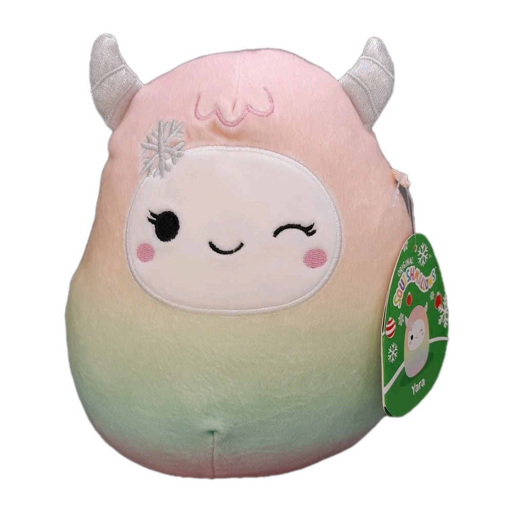 Squishmallows Yara the Yeti 8 Inch Rainbow Ombre Holiday Plush Snowflake Winking